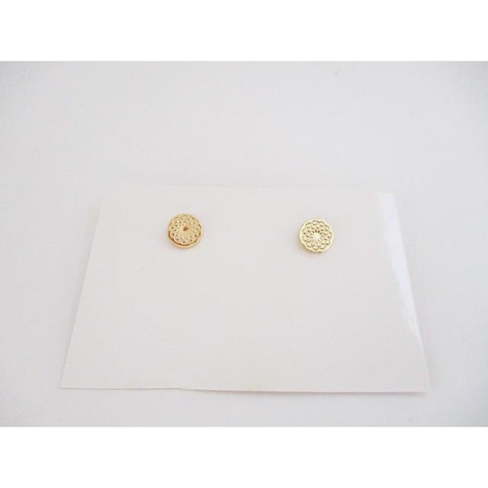 Patterned Gold 10mm Disc Stud Earrings
